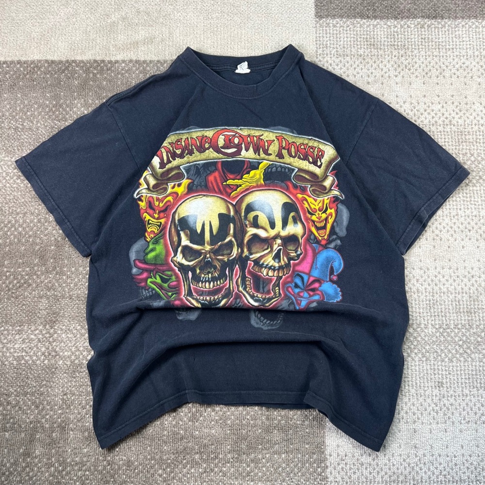 Y2K Insane Clown Posse The Posse Lives Skull Graphic T-Shirt Black‎ Anvil Mens L